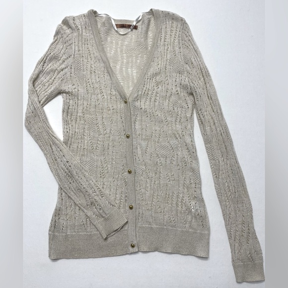 Belldini Women’s Cardigan Size S Light Gold Long Sleeves Sweater - Picture 2 of 13